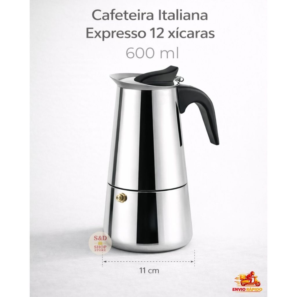 Cafeteira Italiana Expresso 12 Xícaras 600ml – Cafeteira Fogão