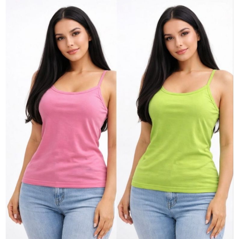 Regata Feminina Básica Algodão com Elastano | Alças Finas, Cores Variadas, Confortável - PMG