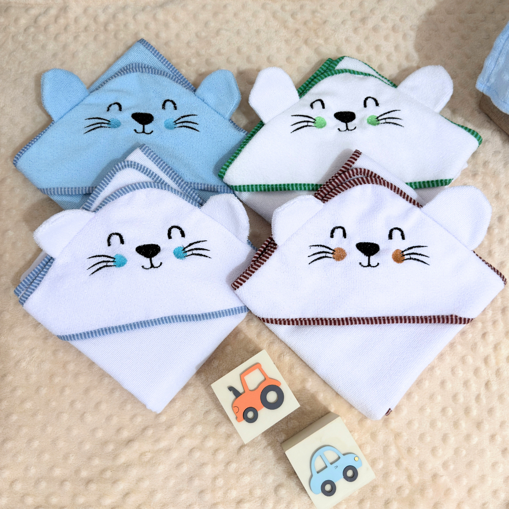 Kit 2 Toalhas de Banho para Bebe Recém Nascido Bordada com Orelhinhas em Oferta na Shopee