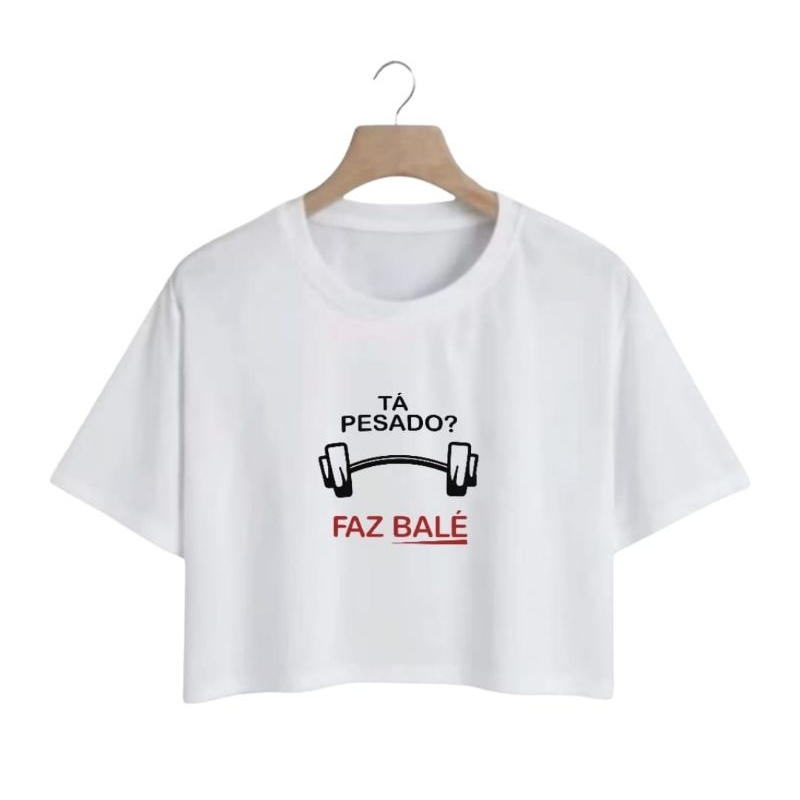 Cropped Blusa Feminina Academia Tecido 100% Algodão Confortável Treinos Manga Curta Estampada
