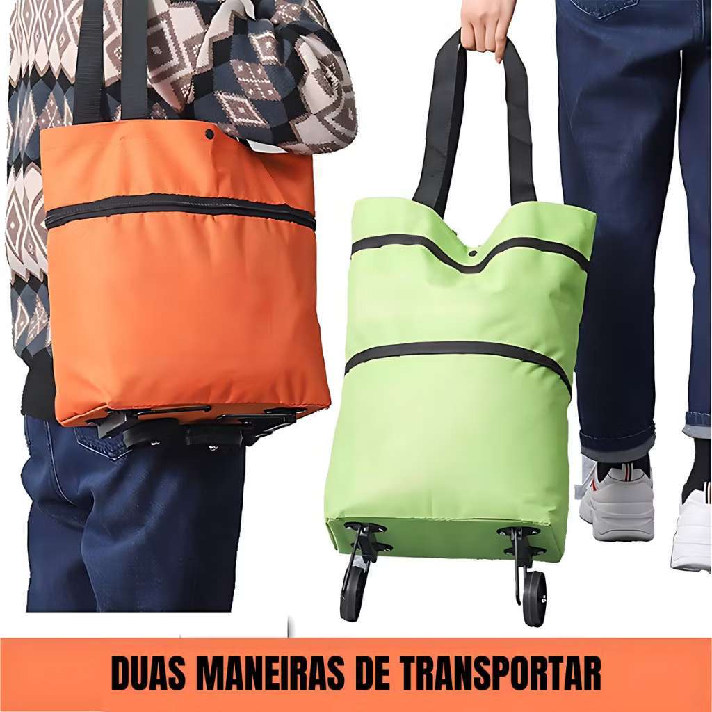Carrinho De Feira Dobrável Supermercado Sacola Bolsa De Compras Com Rodinhas E Alça Boa Qualidade