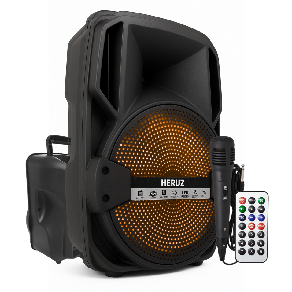 Caixa de Som Potente Bluetooth Pendrive Radio Fm 1000W PMPO + Microfone