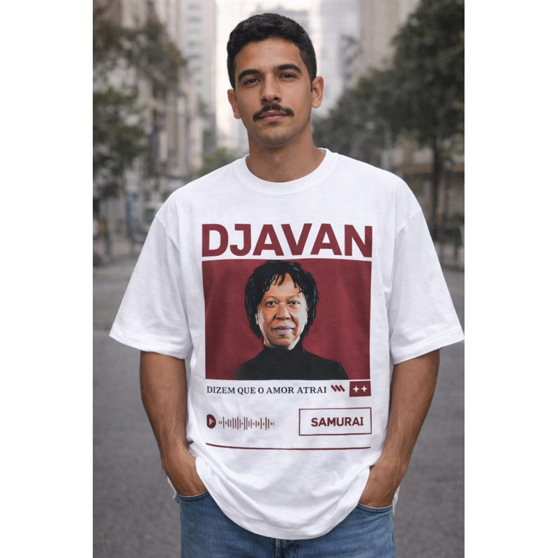 Camiseta Oversized Estampa Frente E Costa Djavan 100% Algodão Malha Premium Casual em Oferta na Shopee