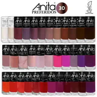ESMALTE ANITA KIT COM 30 CORES SORTIDAS SEM REPETIÇÃO LANÇAMENTOS ATACADO MANICURE