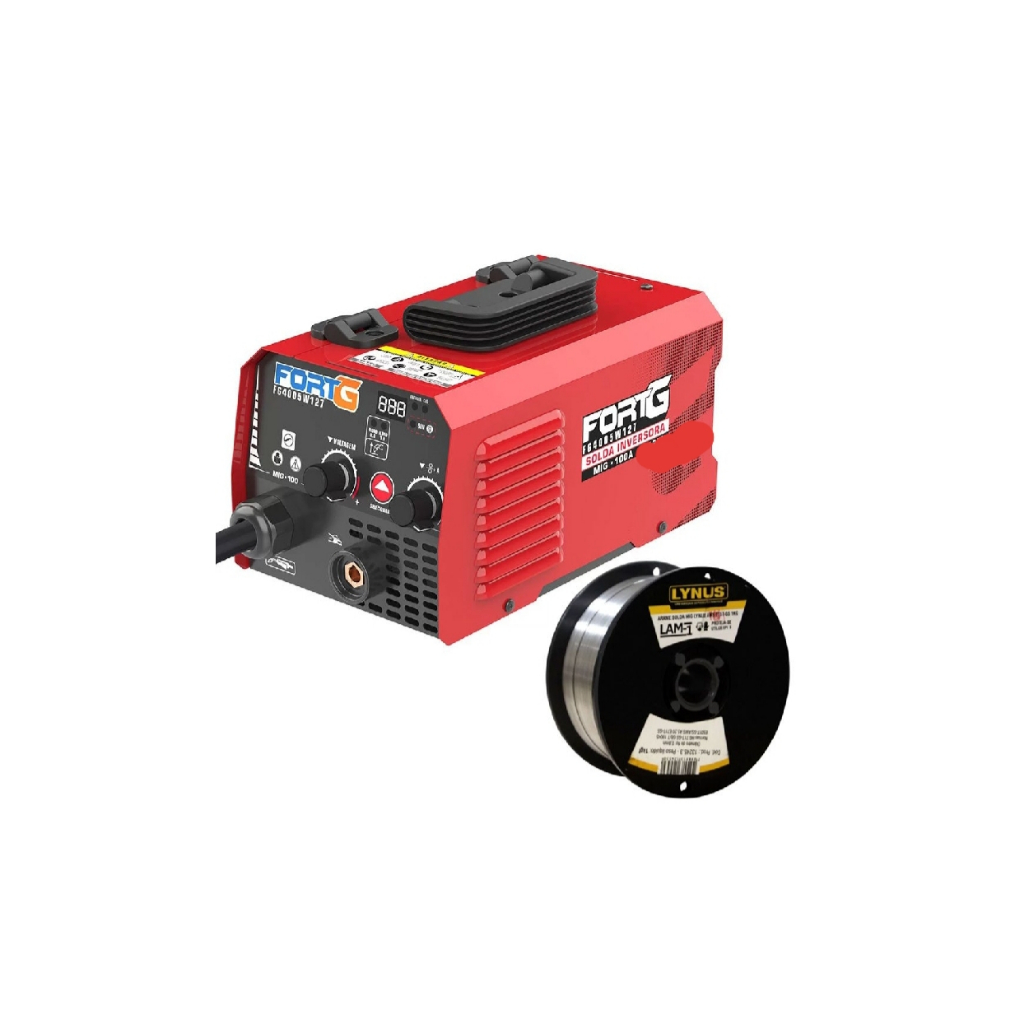 Máquina de Solda Inversora MIG Sem Gás 100A 127V FORTGPRO-FG4005W kit com arame