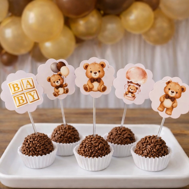 Topper de docinhos ou cupcake URSINHO/tags URSINHO