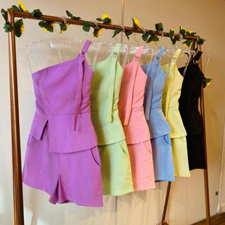 Conjunto blusa de uma alça com regulador e short social 133