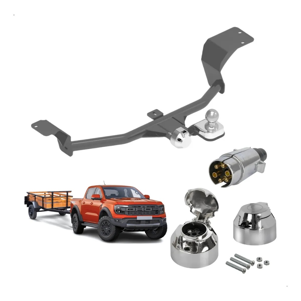 Kit Tomada + Plug 6 Polos Para Reboque Engate Rabicho Carretinha Universal para diversos Veículos DM