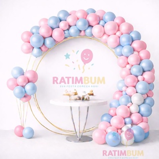 Kit 100 Balões Rosa Candy + Azul Candy Chá de Bebê Chá Revelação Balão Bexiga Liso Artigo de Festa em Oferta na Shopee