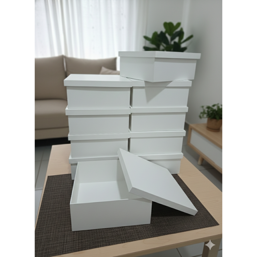 Kit 10 Caixas Quadrada Em MDF 20X20X8 Pintada De Branco em Oferta na Shopee
