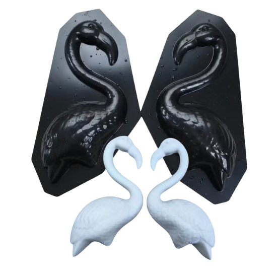 Molde Forma Abs Flamingo 29cm Bipartido Jardim Gesso Ciment Preto