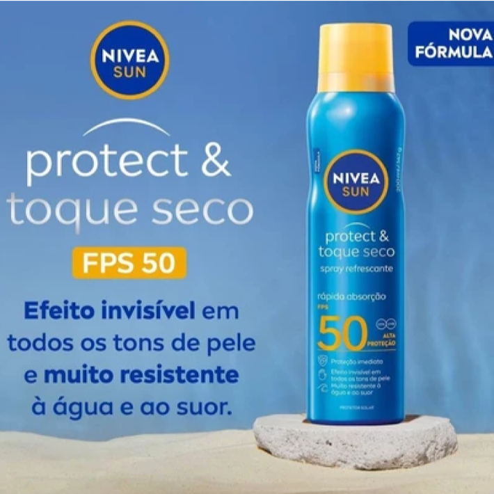 kit 2 Protetor Solar Spray FPS 50 Nivea Sun Protect & Toque Seco 200ml