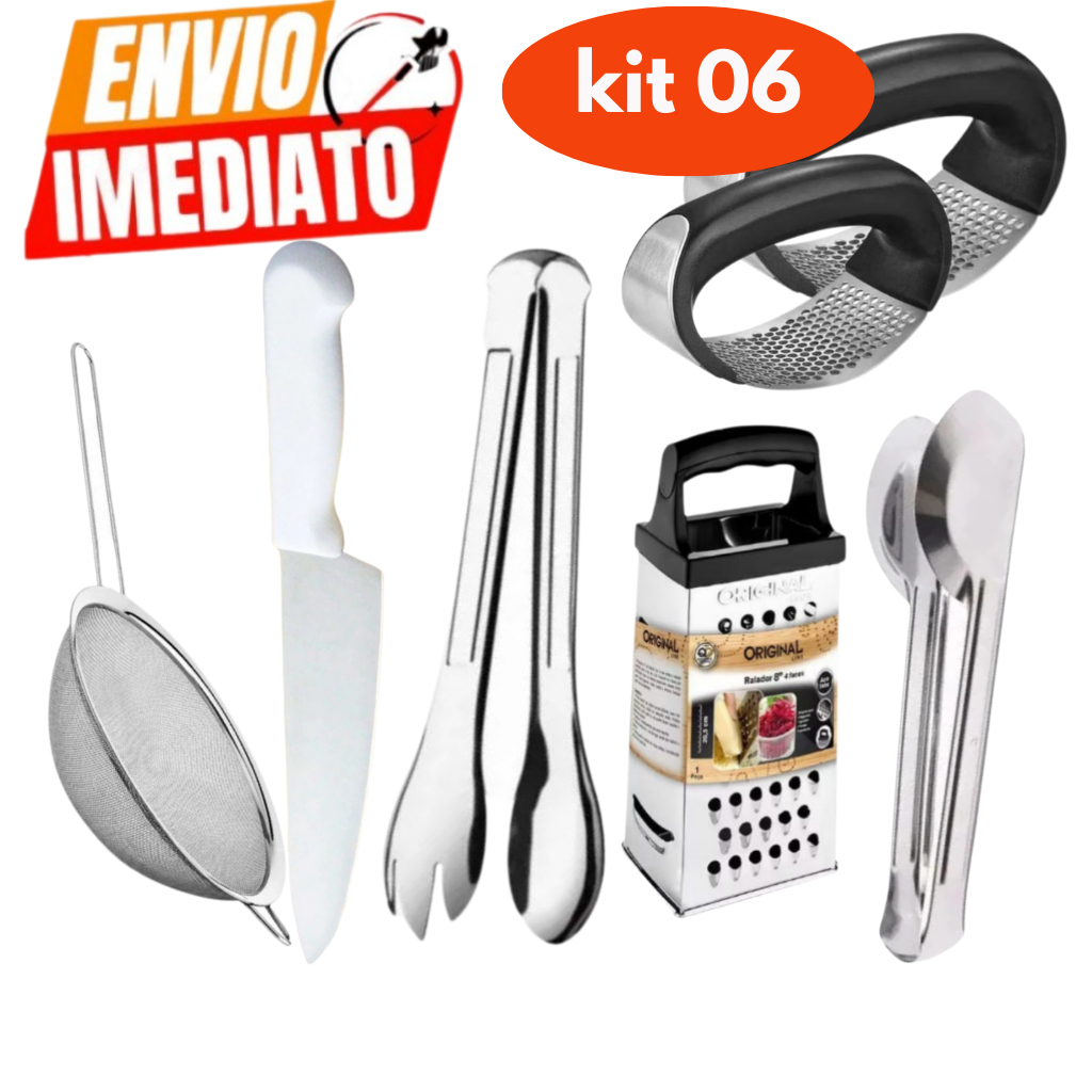 jogo 06 unidades ralador pegador salada pegador universal faca peneira amassador de alho