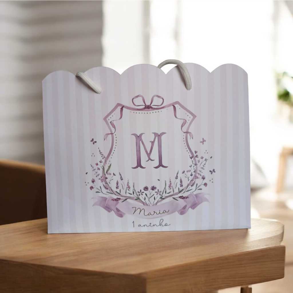SACOLINHA Jardim com Monograma Personalizada | Sacolinha | Lembrancinha | Aniversário Jardim com Monogramal Sacola