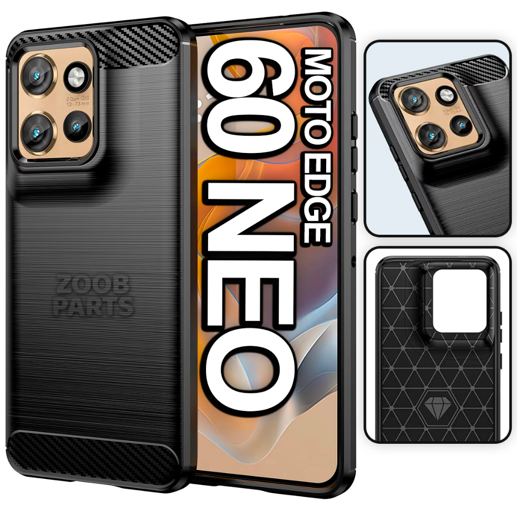 Capa Capinha Case Motorola Moto Edge 60 Neo XT2509 Carbon Fiber Matte Texture - 