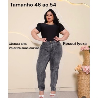 Calça Feminina Jeans Plus Size Skinny Grafite Preta Cintura Alta Com Lycra 46 ao 54 em Oferta na Shopee