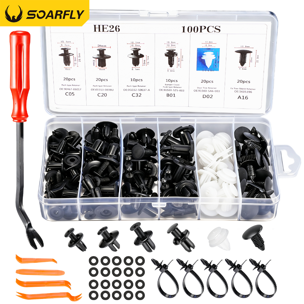 Kit 130 Peças Presilha Grampo Fixadores Revestimento Interno Externo Kit Espátula Com Chave Automotivo em Oferta na Shopee
