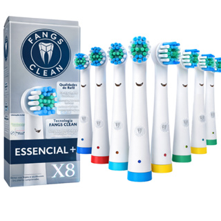 Kit 8 Cabeças de Reposição Fangs Clean Escova Elétrica Compatível com Oral-B Refil Escova Elétrica Essencial+ em Oferta na Shopee