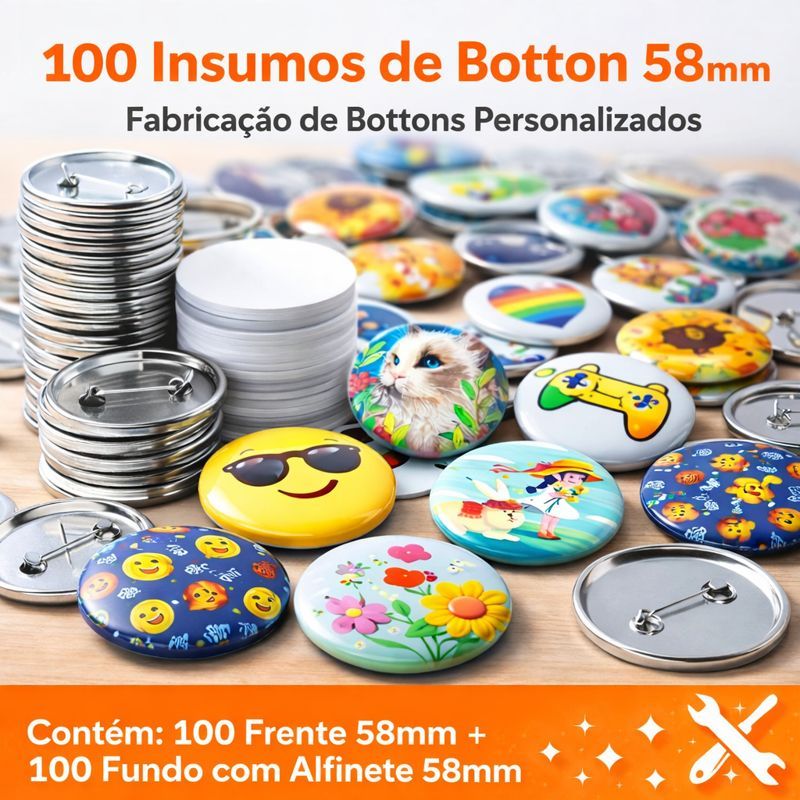 100 Insumos de Botton 58mm - Fabricação de Bottons Personalizados em Oferta na Shopee