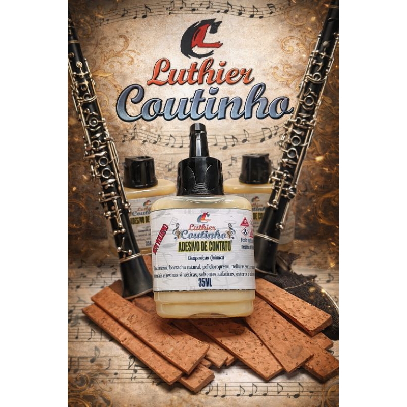 Kit 4 Cortiça Portuguesa Natural Clarinete 1.8mm+ Cola contato + Grease Lubrificante Graxa para Cortiça 4g