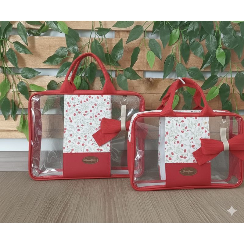 kit 2 Bolsa Viagem Transparente Necessaire Impermeável Maternidade, Trabalho, Creche, Passeio, Igreja