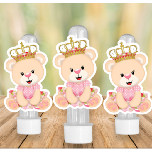 Apliques para Tubete Doces Bolo - Tema CHÁ DE BEBE URSINHA PRINCESA -  Lembrancinhas Divertidas para Sua Festas