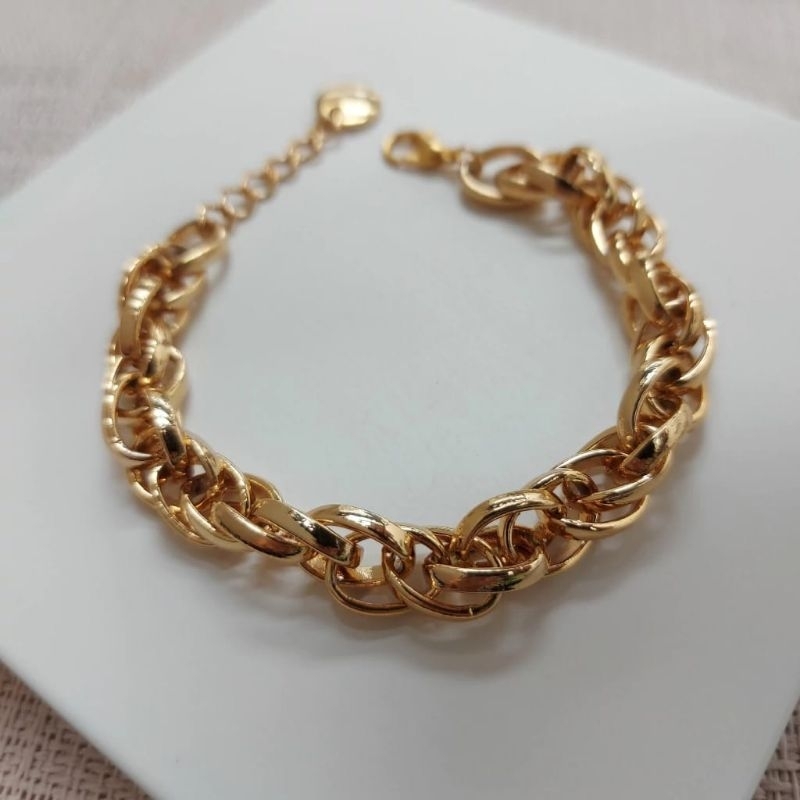 Pulseira cordão baiano ajustável banhado a ouro 18k semijoia