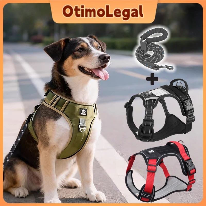 Colete com Pega Coleira Peitoral Para Cachorro Cães Médios Grande Refletivas Ajustáveis De Estimação em Oferta na Shopee