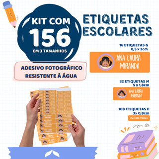 Kit 156 Etiquetas Escolares Personalizadas -Adesivo Fotográfico em Oferta na Shopee