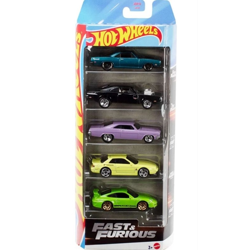 Hot Wheels Fast & Furious Pack de cinco carros, conjunto de veículos filmes "The Fast and The Furious