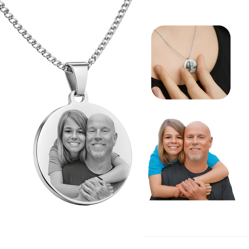 Colar Cordão Corrente Aço Inox Personalizado Gravação Foto Dia Das Mães Pai Filho Casal Namorados