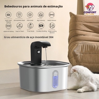 Fonte de água para animais de estimação em aço inoxidável com modo de sensor inteligente, adequada para cães e gatos em Oferta na Shopee