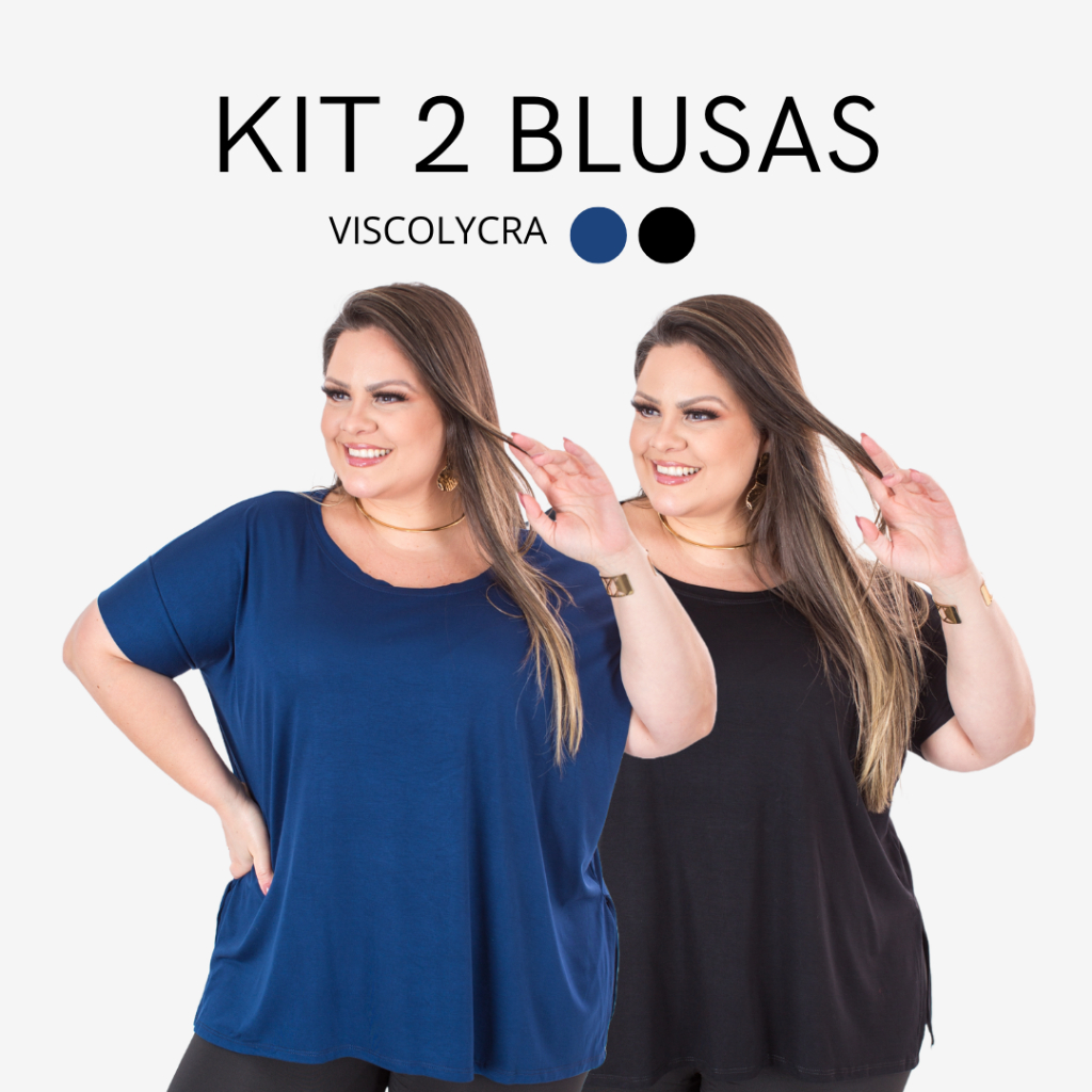 Blusa Feminina Plus Size Kit 2 Peças Confortavél Tapa Bum Bum Academia confortavél Soltinha