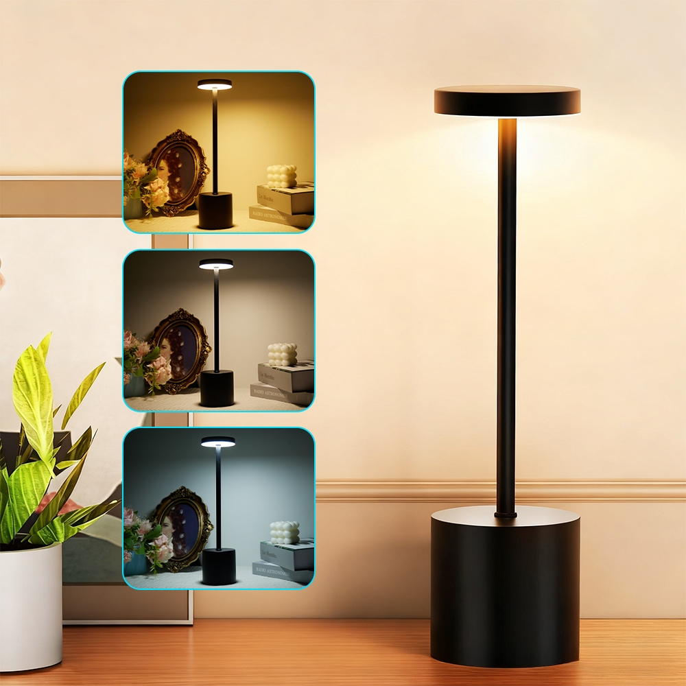 Luminária Mesa Abajur Led Dimerizável Sem Fio Recarregável Quarto Luxuosa 3 Tons de Led Yesop em Oferta na Shopee