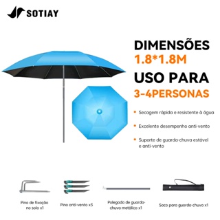 Guarda-sol central para praia/jardim, 2 metros, dobrável, acompanha bolsa para transporte, azul celeste em Oferta na Shopee