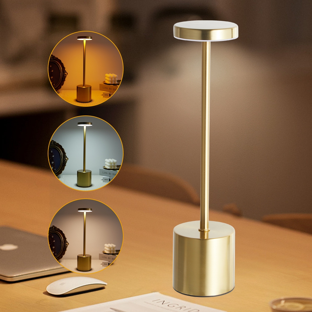 Luminária Abajur de Mesa Candeiro Dumbbell Touch de Quarto Luxuosa 3 Tons de Led Yesop em Oferta na Shopee