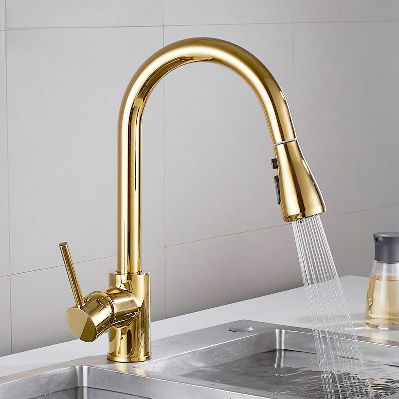 Torneira Cozinha Torneira Gourmet Misturador Monocomando Quente E Frio Extensível Dourado Acabamento Brilhando Yesop em Oferta na Shopee