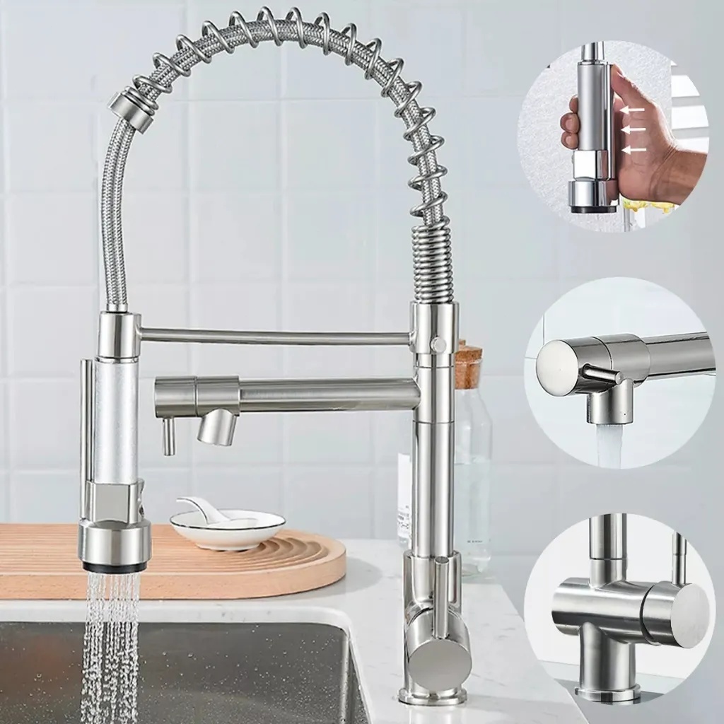 Torneira Cozinha Gourmet Inox Escovado Monocomando Com Spray Extensor Luxo Quente Fria Luxo Yesop em Oferta na Shopee