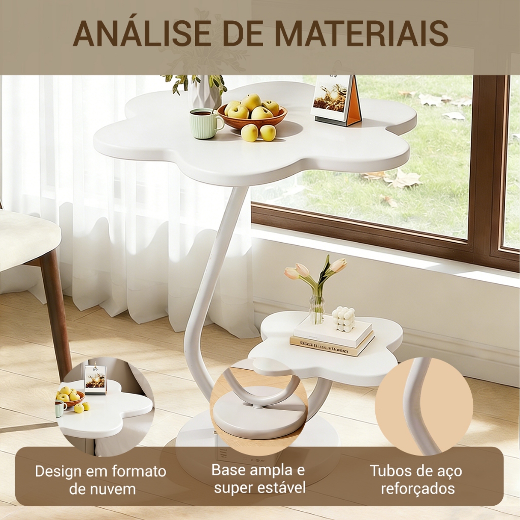 Mesa de Café Lateral Redonda Dupla Camada Moderna para Sala de Estar Escritório — imagem 2 de 2