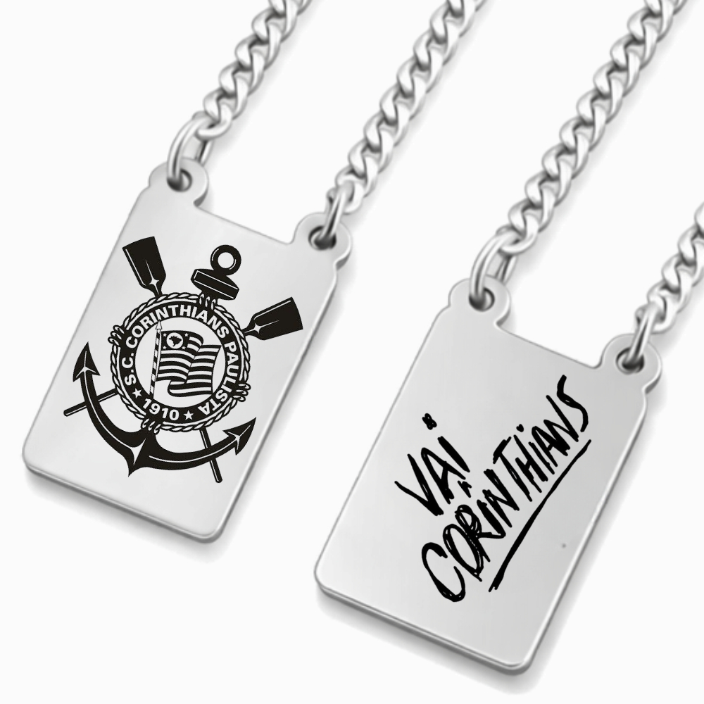 Escapulário Pingente Escudo Time do coração Aço Inoxidável masculina Aço Inox PRATA