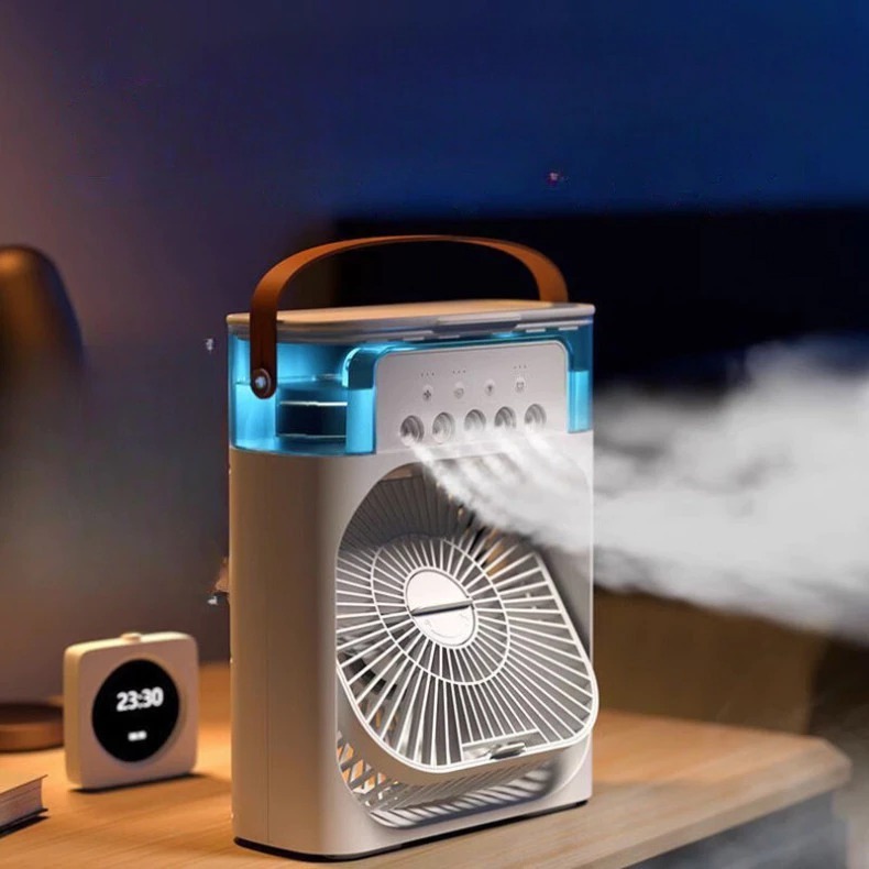 Refrigerador De Ar Ventilador Umidificador Portátil Com Led Reservatório De Água Led