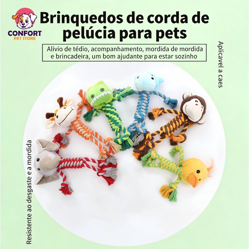 Brinquedo resistente, que limpa os dentes e é divertido de mastigar; emite um som para evitar que seu cão destrua coisas