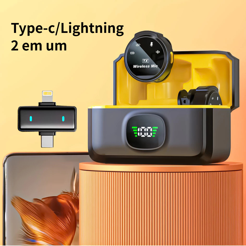 Magnético J6 microfone de lapela sem fio para iPhone Android Tipo-C gravação de vídeo redução de ruído em Oferta na Shopee