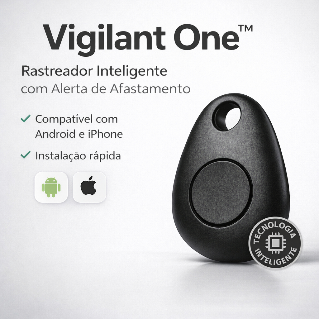 Vigilant One™ Rastreador Smart Bluetooth Anti-Perda | Localizador App para Chaves, Pets, Bolsas, Mala e Crianças