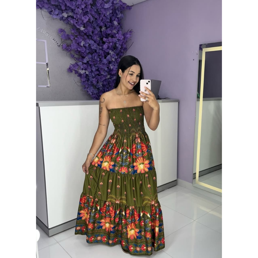 VESTIDO FEMENINO ESTAMPAD TOMARA QUE CAIA em Oferta na Shopee