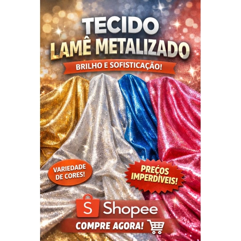 3 Mts Tecido Lamê 100 Poliéster 1,50 Largura