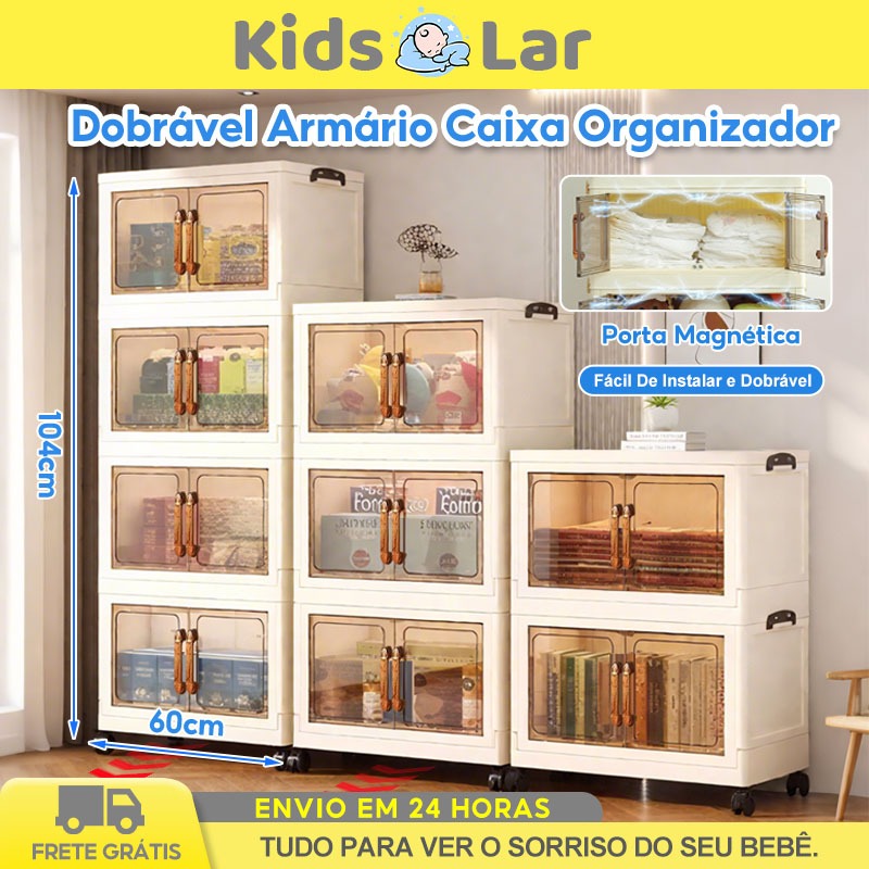 Caixa de Armazenamento Empilhável Multiuso com Rodas para Guardar Roupas e Brinquedos