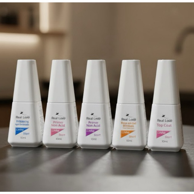 Kit Blindagem preparadores Real Love 5 peça-PH Desidratador-Primer-Ultrabond-Base Gel Blindada-Top Coat