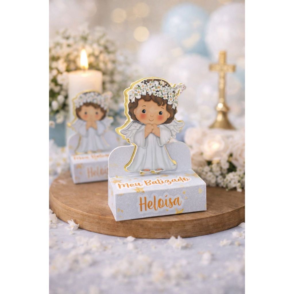 Porta Bis Duplo Lembrancinha  PEGUE E MONTE Festa Batizado - Aplique 3D Lamicote Dourado em Oferta na Shopee