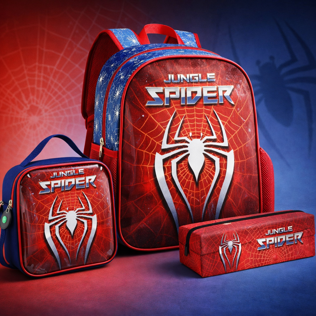 Kit Mochila Lancheira Estojo Escolar Menino Aventura Herói Ergonômica